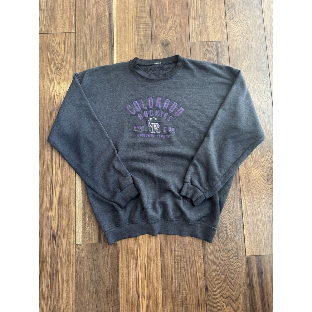 Vintage 90s Colorado Rockies Embroidered Sweatshirt Mens XL Gray MLB Baseball